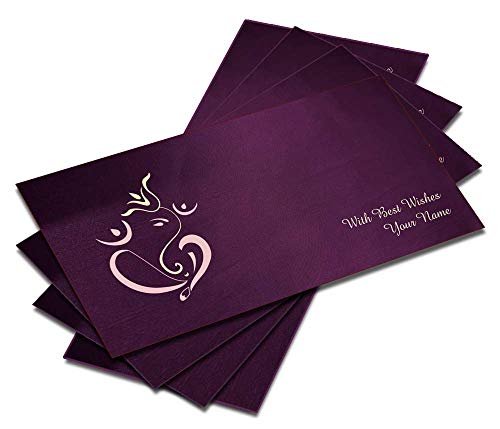 Image of Brown Cloud Customised Exclusive Designer Satin Purple Shagun /Money /Gift Envelope /Cover /Lifafa for Gift /Festival with Personalized Text Message /Name /Photo - (Pack of 10)