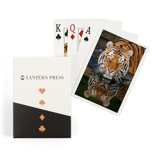 Lantern Press Tiger Reflection, 52 cartas de póker para adultos