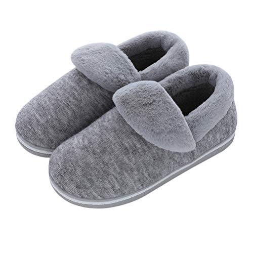 Pantufas macias de pelúcia para uso , pantufas antiderrapantes para homens e mulheres, Cinza, 41-42