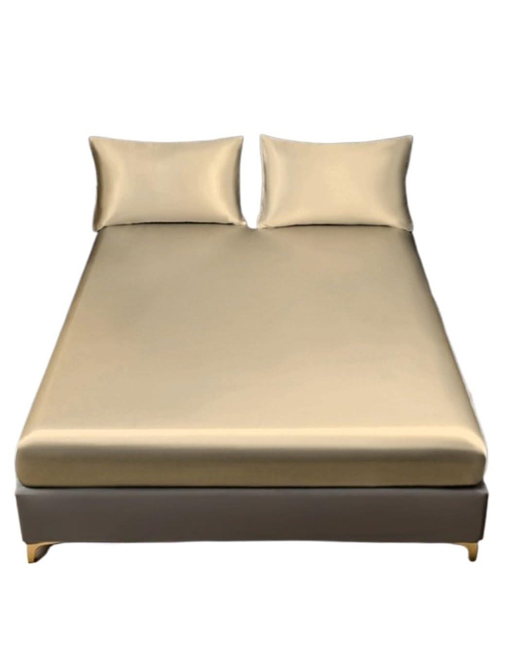 ZIHDKE 1pcs Satin Craft Fitted Sheet&pillowcases Cool Smooth Solid Color Bed And Pillowcase Kit Perfect for Tatami(140x200cm)