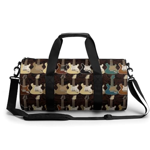 Sac de sport imprimé guitare artistique élégant : sac de gym et bagage de week-end 45 cm