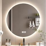 Bayt Espejo Baño con Luz LED Redondo 60 cm, Antivaho, Regulable, sin Marco
