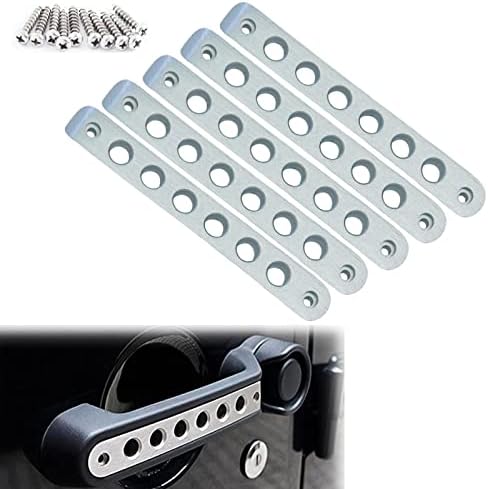 Side Door Handle Inserts Cover Trim Fits for Jeep Wrangler Accessories JK JKU Liberty Sahara & Unlimited 2007-2018 Exterior Grab Handles Pull JK Mods Decoration(Aluminum Silver, 5PCS)