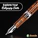 Jaipur V2 Piston Filled Refillable Fountain Pen - Brown Ultra Flex Cursive Pen w/Stainless Steel Nib - Luxury Pens w/Acrylic Body & Ebonite Feed - Fountain Pens for Journaling & Calligraphy