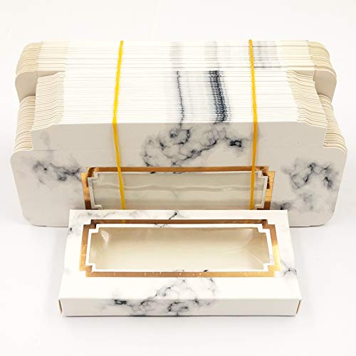HBZGTLAD NEW 50pcs Empty Eyelashes Packaging Soft Paper Lash Box holographic Design for 25MM Strip Lashes 3D Mink Lashes (14#)