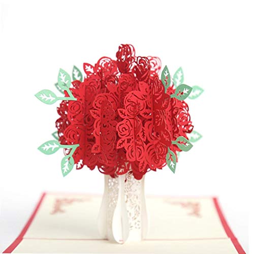 1pc 3d Rose Bouquet Pop-Up-handgemachte Blumen-Blüten-Karten mit Umschlag für Mädchen Geburtstag Muttertag Valentinstag Hochzeit Einladung Grußgruß Danke Karten Cover