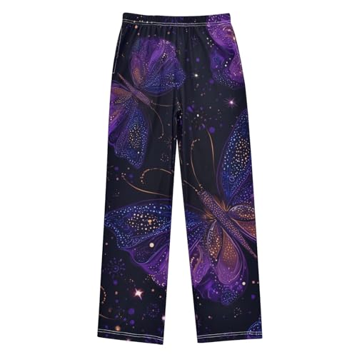 Galaxy Butterfly Boys Long Pants Soft Trousers Elastic Waist Kids Lounge Bottoms with Pockets S-XL