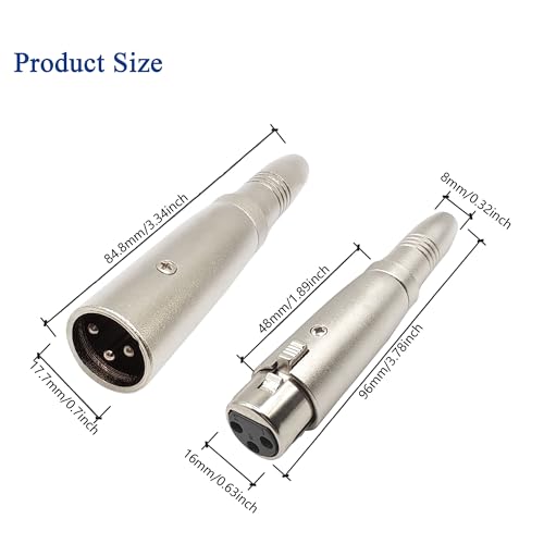 Adaptador XLR a 6.35MM 3PIN Kit 2pcs para micrófono miniatura 2