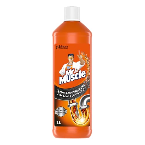 Mr. Muscle Sink & Drain Gel Cleaner Heavy-Duty Unblocker & Grease Hair Remover Clears Blocked Kitchen & Bathroom Drains Fast Safe for All Pipes 5-15 Minute Fast-Acting Formula 1L