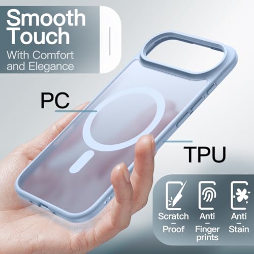 Image of JETech Magnetic Case for iPhone Air Compatible with MagSafe, Translucent Matte Back Slim Minimalist Shockproof Phone Cover, 6.5-Inch Display (Sky Blue)