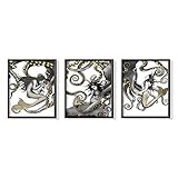 Gold Mermaid and Octopus Wall Art - Nautical Picture Print - Gothic Bathroom Decor - Steampunk Room Decor for Washroom Restroom - Kraken Art Nouvean Deco - Party Decorations - Gifts for Mermaid Merman