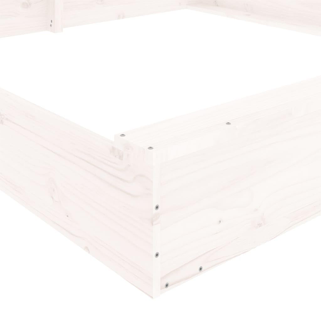 Générique Bac à Sable avec sièges Blanc carré Bois de pin Massif,Jeux & Jouets, Jeux de Plein air, Bacs à Sable, Blanc (Poids 14.75KG)