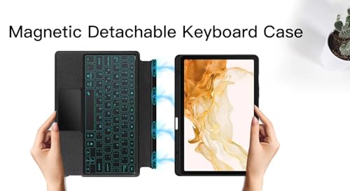 Image of Keyboard Case Compatible for Samsung Galaxy Tab S7+ / S7 FE / S8+12.4inch with Touchpad, Smart 7 Colors Backlits, Magnetic Detachable BT Keyboard Case (Detachable Trackpad, S7 FE 12.4 inch)