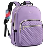 LOVEVOOK Laptop Backpack for Women, Travel Computer Work Bags with 17-inch Laptop Compartment, College School Student Bag Teen Backpacks For Girls, Outdoor Carry On Backpack Purse, Purple