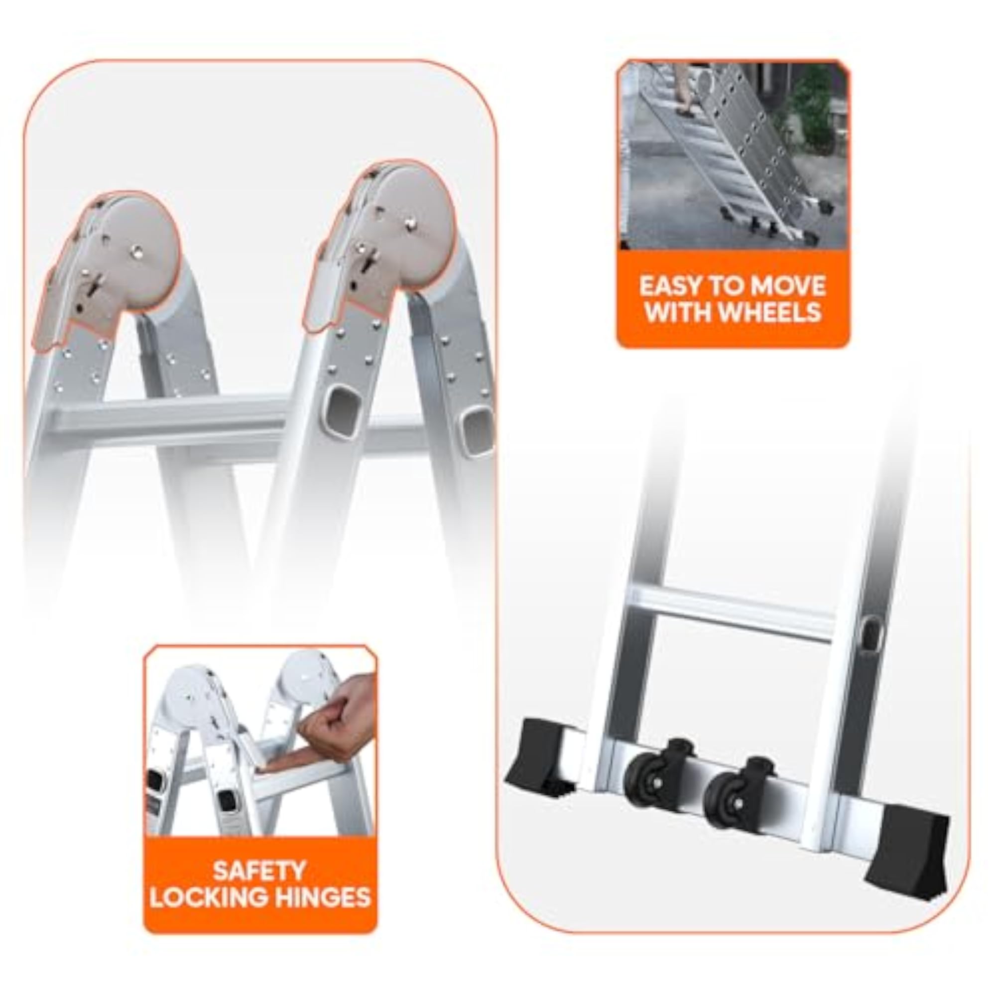 14.5 Feet Portable & Compact Folding Aluminium Ladder