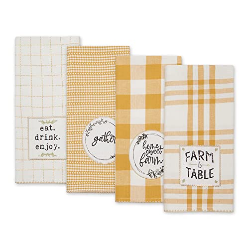 Dii Home Sweet Farmhouse Kitchen Collection, Dishtowel Set, 18X28, Honey Gold, 4 Count #TOP1