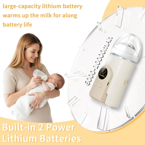 Upgrade Portable Bottle Warmer for Travel, 6 Temp with Smart Temperature Control & Night Light Display, Fast Warming, Long-Lasting Warming up to 5-8H, Comfortable Baby Feeding On The Go (6000mAh)