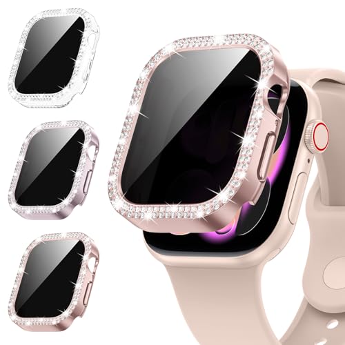 Ya en manzanajugosa.com: Kamita [3Piezas] Diamante Funda para Apple Watch Serie 10 42mm, Glitter Duro PC Bumper Case con Protector de Pantalla de Privacidad, Bling Antiespía Carcasa para iWatch10 (Claro+Oro Rosa+Rosado)
