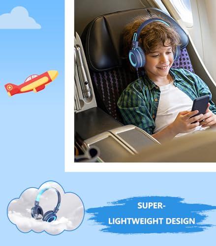 Upgrade USB Type C Kids Headphone for School, 94dB Safe Volume Limited, HD Stereo Sound, Foldable Lightweight On-Ear Headphones for Boys/Girls/Students/Tablet/Travel (Dark Blue) - Image 6