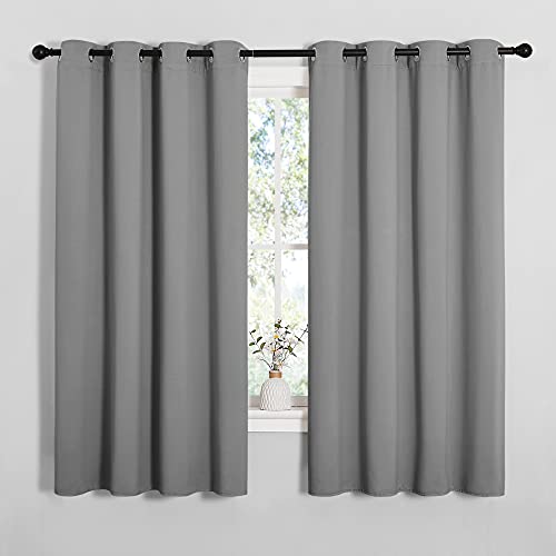 Image of NICETOWN Silver Grey Blackout Curtain Panels for Bedroom, Thermal Insulated Grommet Top Blackout Draperies and Drapes for Basement (2 Panels, W55 x L68-inch)