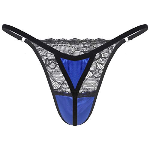 Moily Mens Sissy Satin Underwear Lace Patchwork Thong Panties Mini Micro G-String Bikini Briefs2