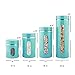 Kitchen Canisters Set For Countertop By Home Basics | Retro-Styled Canisters For Kitchen Counter | Stainless Steel and Glass, See-Through Windows (Turquoise), 4 Pieces