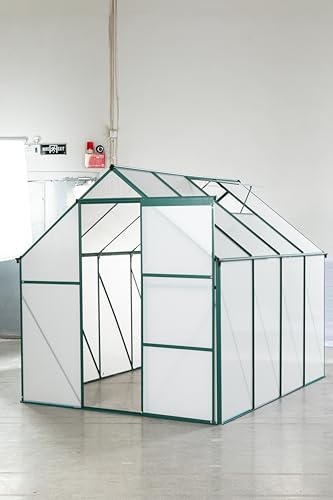 Gecheer Outdoor Greenhouse with Adjustable Roof Sliding Door and Drainage System for Patio Gardens