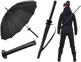 Katana Sword Design Automatic Umbrella for Adults | Japanese Samurai Style Long Handle Wind Resistant Rain Umbrella with Carry Sleeve | Fashionable Outdoor Travel Umbrella (S2) (Pack of 1)