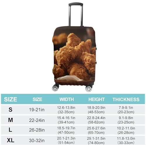 Travel Luggage Cover Elastic Suitcase Protector Anti-Scratch Washable A Plate Of Fried Chicken Luggage Sleeve Tsa Approved Carry on Covers Baggage Cover Fits 18-32 Inch Luggages2