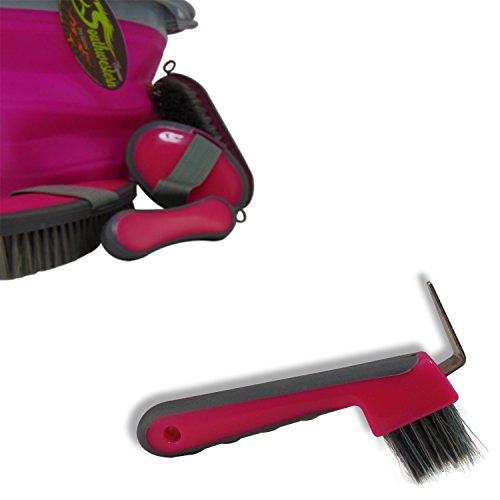 Collapsible Grooming Kit 10 Liter Bucket And 5 Grooming Tools By Southwestern Equine (Pink) #TOP2