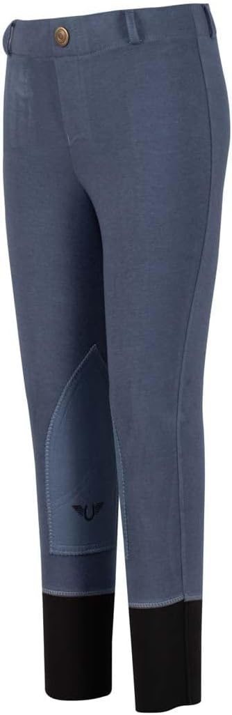 TuffRider Children's Starter Lowrise Pull-On Knee Patch Breeches with Free Assorted Striped Socks