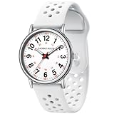 GAOFAN HOUR Waterproof Nurse Watch for Medical Professionals,Doctors Nursing Students Women Men,12/24 Hour Military Time,Luminouse Easy Read Dial,Soft and Breathable Silicone Band (White-White)