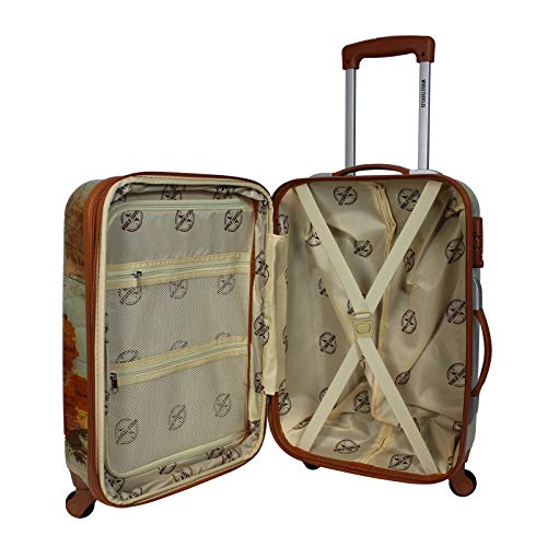 World Traveler Europe (Set of 4-Piece) Spinner Luggage Set with TSA Lock, Brown,Zippered Divider