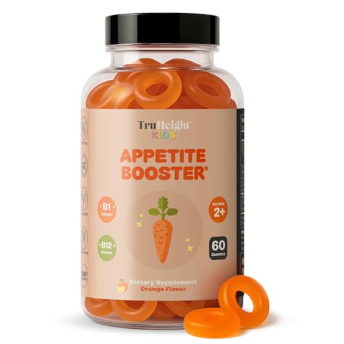 TruHeight Kids Appetite Booster Gummies (Orange, Ages 2+) All Natural Toddler & Kids Appetite Stimulant to Eat More - Weight Gain Supplements - Vitamins for Underweight Children - Picky Eater Vitamin