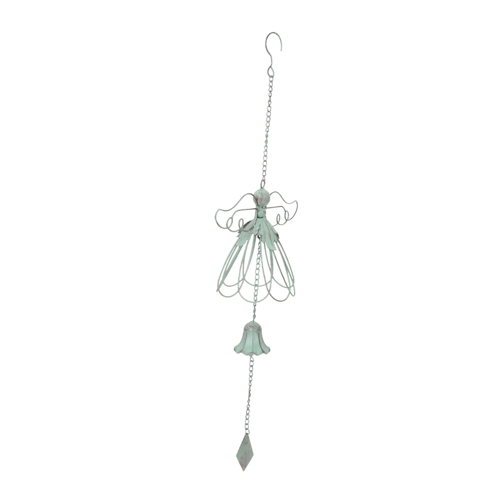 Éolienne vintage en fonte avec cloches suspendues pour jardin