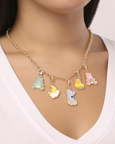 SALLY ROSE Care Bears Jewelry Set Official License, Fashion Charm Bracelet and Necklace with 5 Interchangeable Care Bears Charms3