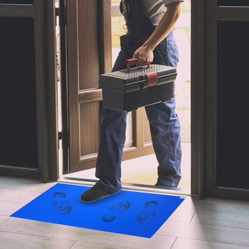 Image of PATIKIL Sticky /Remove Dust Dirt from Shoes Equipment Wheels Adhesive Mat for Cleanroom Laboratory Construction Home Entrances Warehouse, 300 Sheets 36 inchL x 24 inchW, Blue