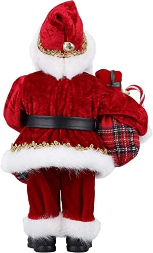 Uten Delux Father Christmas Santa Claus Standing Figure With Gift Bag and Lists 12 Inch Xmas Ornament Home Decoration Christmas Doll