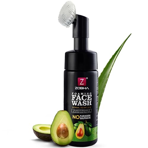 Image of Avocado Foaming Face Wash with Brush | Facewash for Tan Removal, Deep Cleanse | Gentle & Hydrating | for Women & Men | for Dry, Oily & Sensitive Skin | 150ml