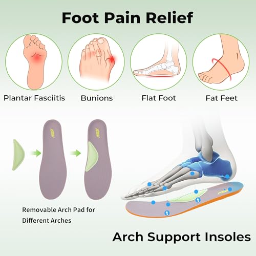 Image of AOV Wide Walking Shoes Women Arch Support Plantar Fasciitis Tennis Sneakers Orthotic Tennis Shoes for Workout Gym Black Size 8