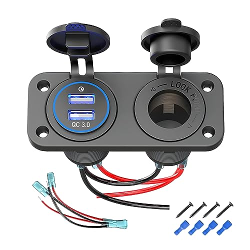 CGEAMDY QC 3.0 USB Power Outlet Panel 12V/24V, Multifuncional Cargador de Coche USB Dual,...