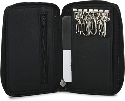 Leatherboss Key Chain Wallet with all around zipper Genuine Leather
