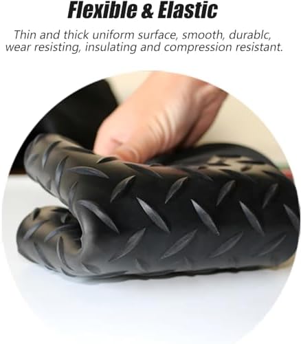 Heavy Duty Rubber Floor Protector Mat, 4x8ft Diamond Plate Design, Durable 3mm Thick Garage Flooring, Abrasion Resistant for Home & Commercial Use