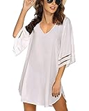 vestidos playa tejidos crochet 【Combinación de Moda】 La bata de baño suelta para mujer, elegante y con estilo, se puede combinar fácilmente con su bikini, traje de baño o como un vestido de playa informal, perfecto para después de nadar y en la playa para disfrutar de sus vacaciones en la playa.