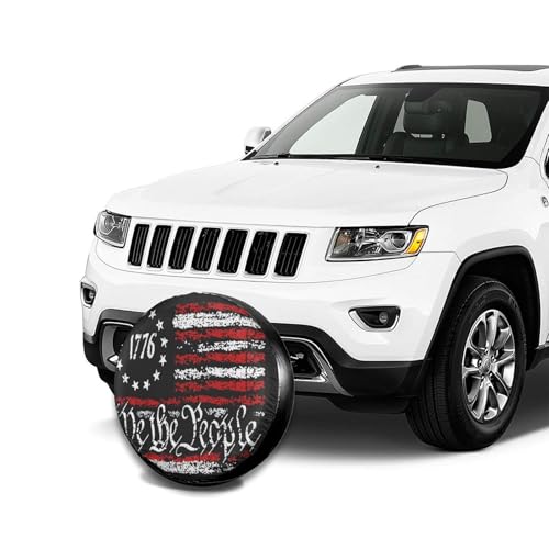 Image of Vintage America American Flag Spare Tire Cover Weatherproof Wheel Protectors Dust-Proof Sun Protection Wheel Tire Covers Universal Fit for Truck SUV RV Camper Trailer Car Accessories 15 inch