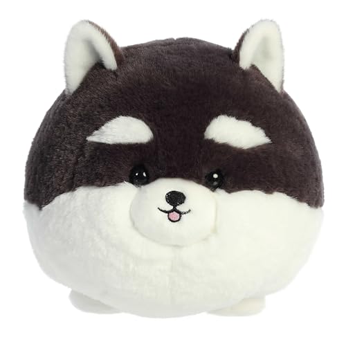 Peluche poméranien noir et blanc idée cadeau anniversaire originale