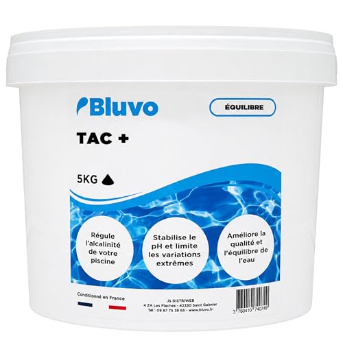 TAC Plus Piscine – Correcteur d’Alcalinité TAC+ en Poudre | Augmente Le TAC et Stabilise Le pH | Traitement Eau Piscine et Spa | Seau 5 kg | Conditionné en France