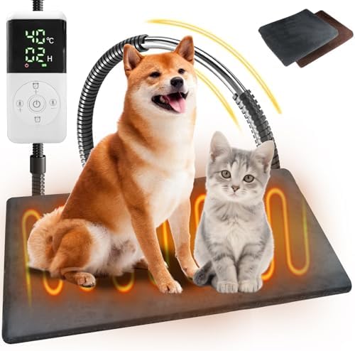 （10:30時点） YFFU ペット用ホットカーペット【2025年新開発ペット専用コントローラー付き・ペット専門家チーム監修】ペットヒーター 犬 猫用 ヒーター 30～60℃温度調節 1H～24Hタイマー 両面発熱・60秒速暖・恒温機能・過熱保護・噛み癖対策・メモリー機能 難燃性 IP67防水 PES認証 ペット 電気ヒーター カバー2枚洗濯可 ペット加熱パッド (70*45cm)