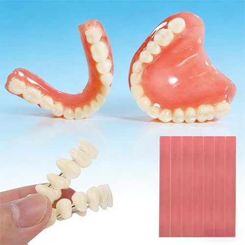 Full Set Fake Teeth Denture Kit - Top & Bottom | Moldable At-Home DIY Temporary Missing Teeth Replacement, Natural Smile Kit Diy Denture Kit