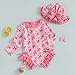 Infant Baby Girl Swimsuit Bow Print Long Sleeve Zipper One Piece Bathing Suit with Sun Hat Swimwear Rash Guard(Rose,3-4T)